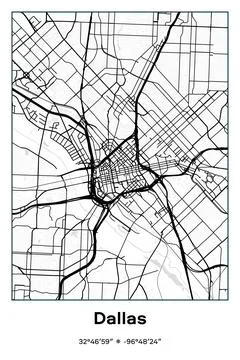 Dallas, Texas - vector map of city in Black, white, gray colors Stock Illustration