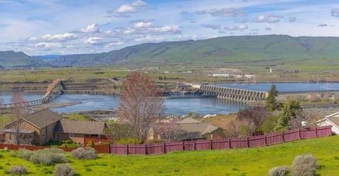The Dalles Oregon a panoramic view. Stock Photos