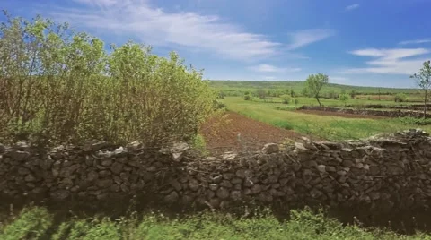 Dalmatia stone wall aerial Stock Footage 66762003