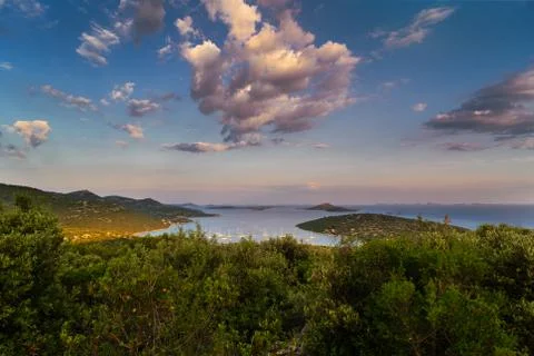 Dalmatia sunset in bay Stock Photos