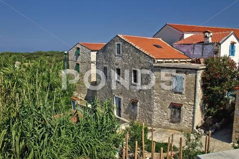 Dalmatian architecture, island of susak Stock Photos