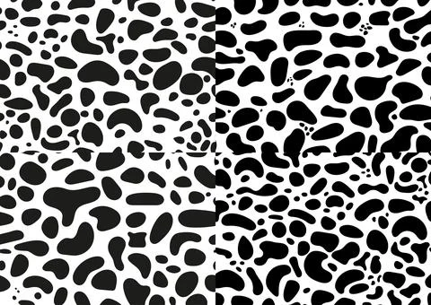 Dalmatian fur random shape seamless pattern set vector animal print with skin Stock Illustration