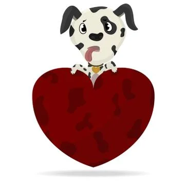 Dalmatian puppy with heart Stock Illustration