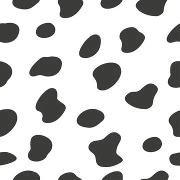 Dalmatian seamless pattern. Animal black and white print. Cow spots vector Stock Illustration