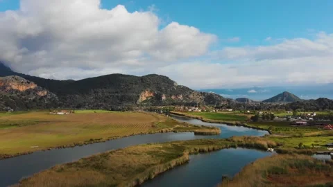 Dalyan River, aerial Stock Footage 241427146