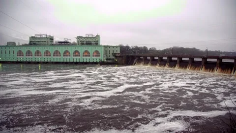 Dam of the 20th century of creation, but working Stock Footage 223870088