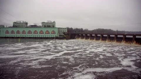Dam of the 20th century of creation, but working Stock Footage 223976867