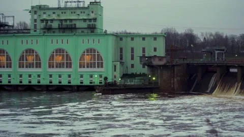 Dam of the 20th century of creation, but working Stock Footage 224105666