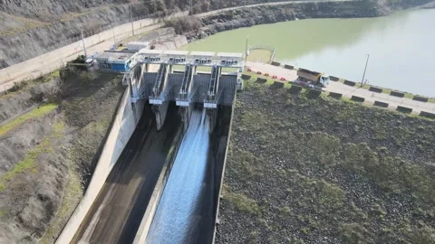 Dam aerial drone Stock Footage 263700338