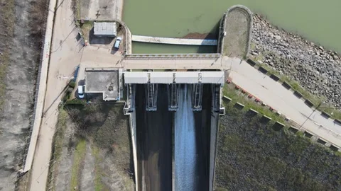 Dam aerial drone Stock Footage 263797351