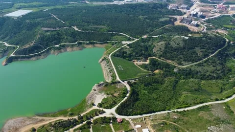 Dam and a Town Stock Footage 247707881