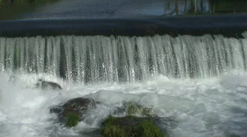 Dam and waterfall in river Stock Footage 277790