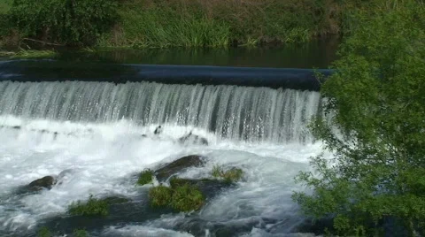 Dam and waterfall in river Video stock 617315