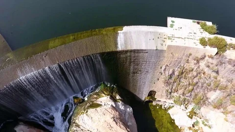 Dam in the city of Elche. First arched dam in Europe 2K HQ Stock Footage
