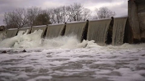 Dam Closeup In Slow Motion Stock Footage 171603320