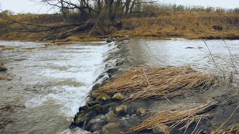Dam in early spring Stock Footage 74864262