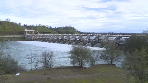 DAM FLOOD WATER RELEASE RECORD CALIFORNIA SACRAMENTO STORMS 2023 Stock Footage 236333634