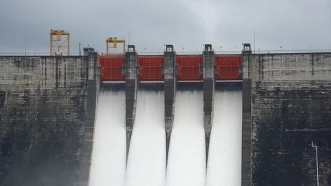 Dam with floodgate. Stock Footage 94553270