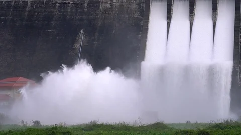 Dam with floodgate. Video stock 95511946