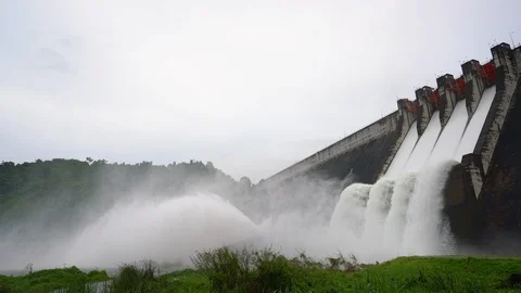 Dam with floodgate. Stock Footage 95523286