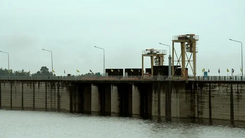 Dam with floodgate. Video stock 95523724