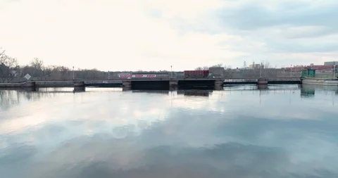 Dam Flowing River Flooding Spring Wisconsin Stock Footage 89016942