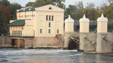 Dam Flushes Stock Footage 31095164