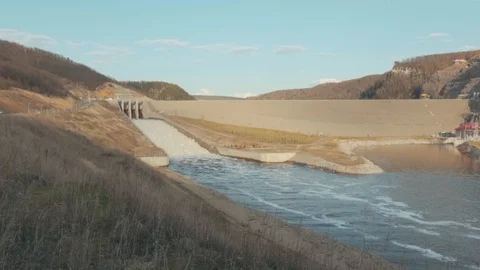 Dam gate in evening Stock Footage 91647334
