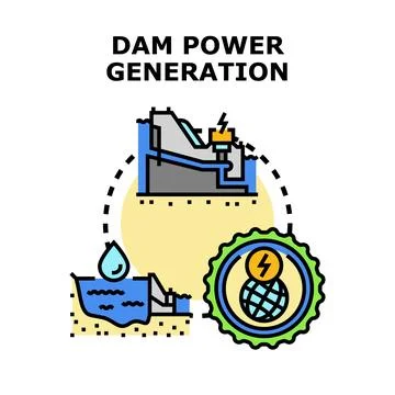 Dam generating clean electric power concept illustration Stock Illustration