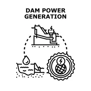 Dam generating clean electric power concept illustration Stock Illustration