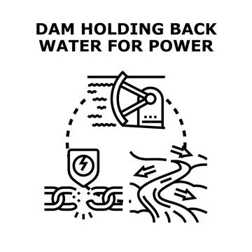 Dam generating clean power, overcoming energy challenges Stock Illustration