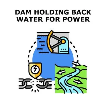 Dam generating clean power, overcoming energy challenges Stock Illustration
