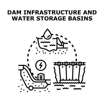 Dam infrastructure developing hydropower and water storage solutions 스톡 일러스트
