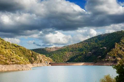 Dam on the lake Stock Photos
