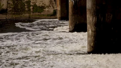 Dam with a lock, Dam with overflow, Spillway on a dam Stock Footage 115341136