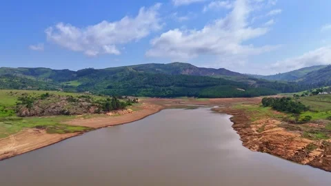 Dam with Low Water Levels Video stock 296542291