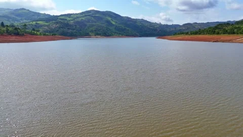 Dam with Low Water Levels Video stock 296542298