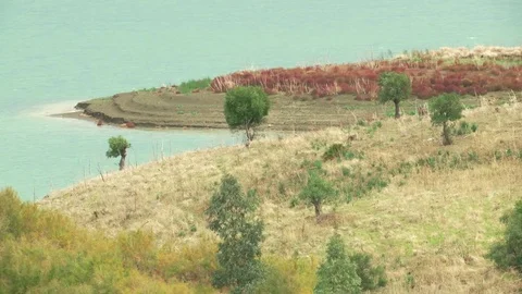 Dam in a mediterranean landscape Stock Footage 70390726