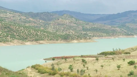 Dam in mediterranean landscape Stock-Footage 70390902