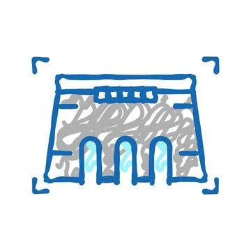 Dam modeling icon doodle illustration sign Stock Illustration