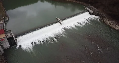 Dam mountain river mini station Stock Footage 127026470