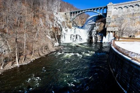 Dam on mountain river Stock Photos