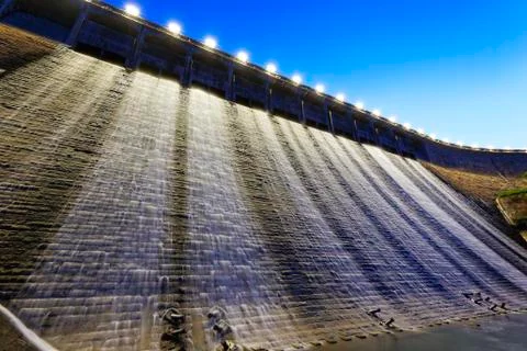 Dam at night Foto stock