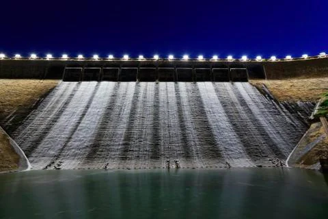 Dam at night Stock Photos