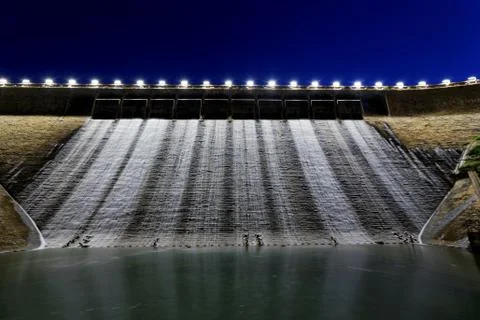 Dam at night Stock Photos
