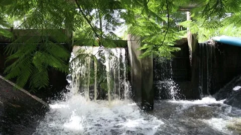 Dam overflowing in a canal  Stock Footage 143648280
