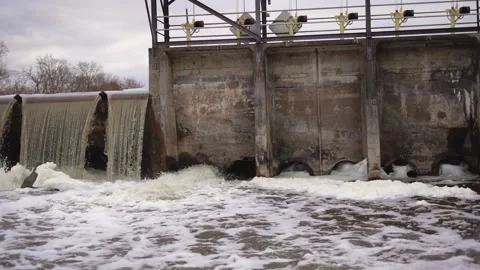 Dam Pan Left in Slow Motion Stock Footage 171603278