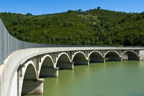 Dam on the river Alento Stock Photos