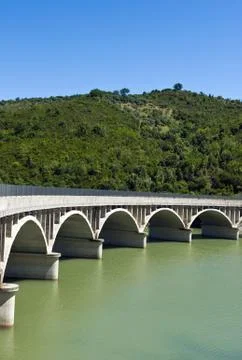 Dam on the river Alento Stock Photos