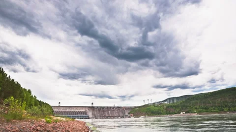 Dam on the river Stock Footage 39571020
